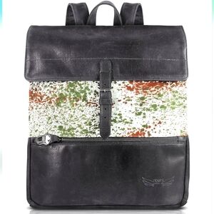 Leather Art Paint Splash Backpack NIP 100% Leather Unisex